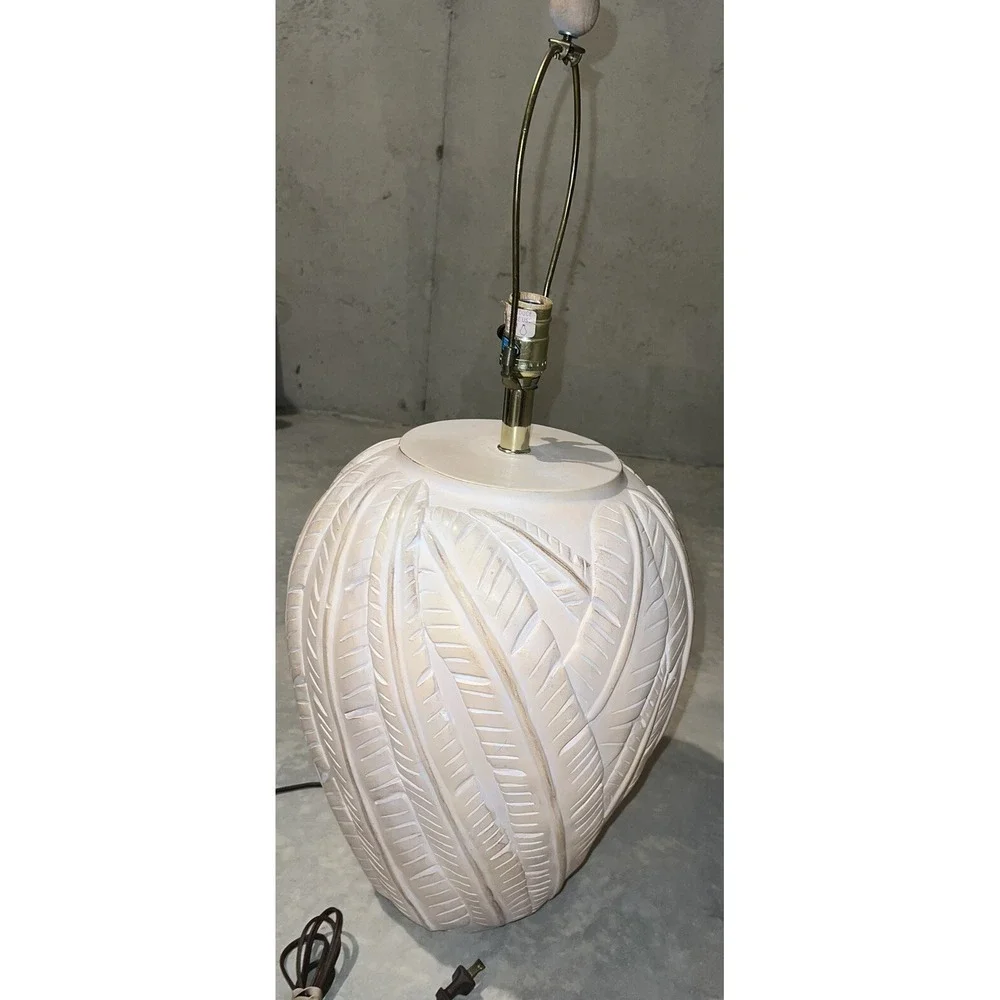 S&M IND 1988 Terracotta Lamp Southwest, Florida Style, Beach, Feather Leaf